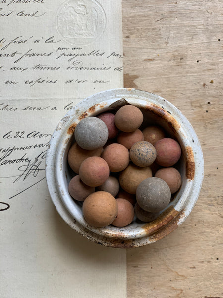 Collection of Small Antique Clay Marbles