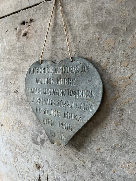 French Antique Memorial Heart