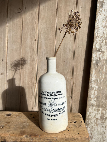 Vintage Olive Oil Transferware Bottle