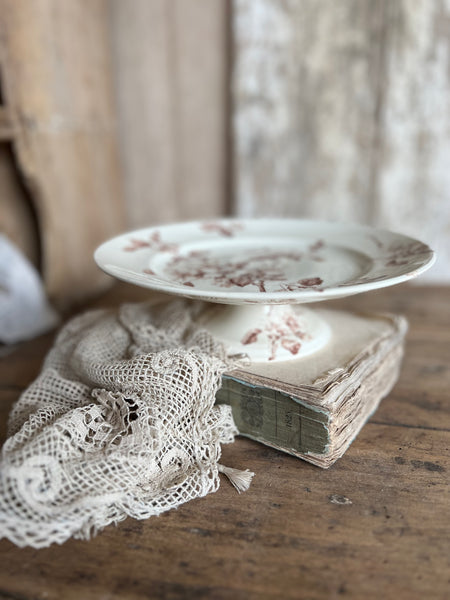 French Floral Transferware raised dish