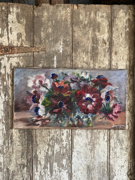 French 1932 Floral Oil on Canvas
