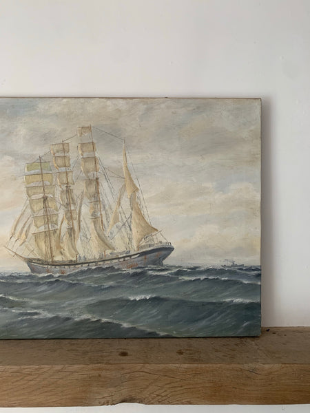 Large Boat French Oil Painting on Canvas