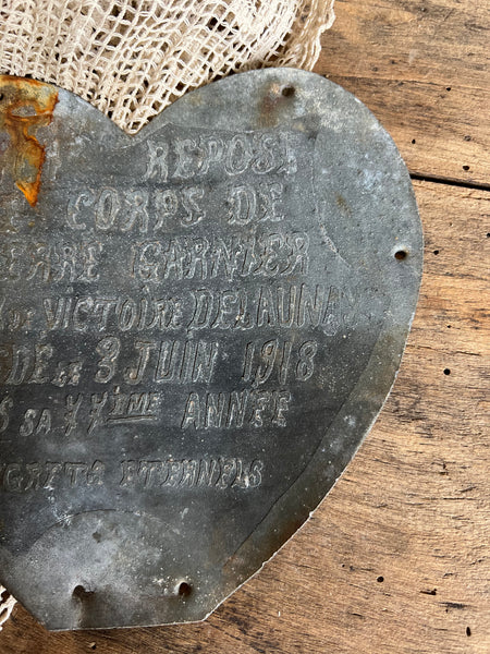 French Vintage Heart Memorial Plaque