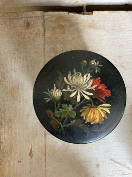 French Floral Wooden Round Box