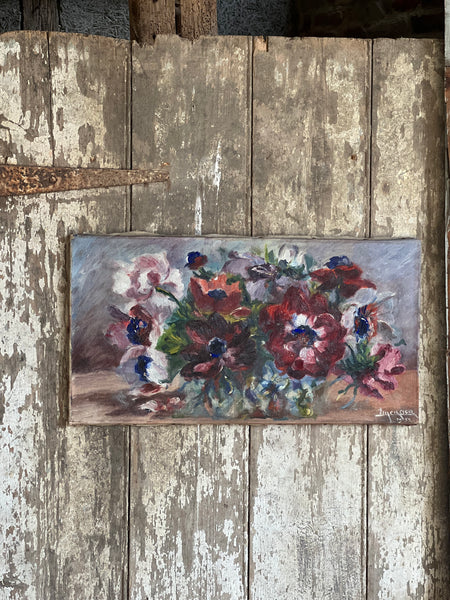 French 1932 Floral Oil on Canvas