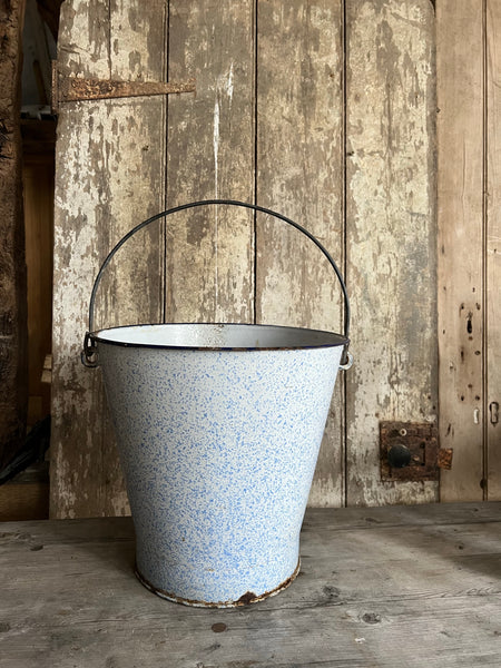 Vintage Speckled Blue Bucket