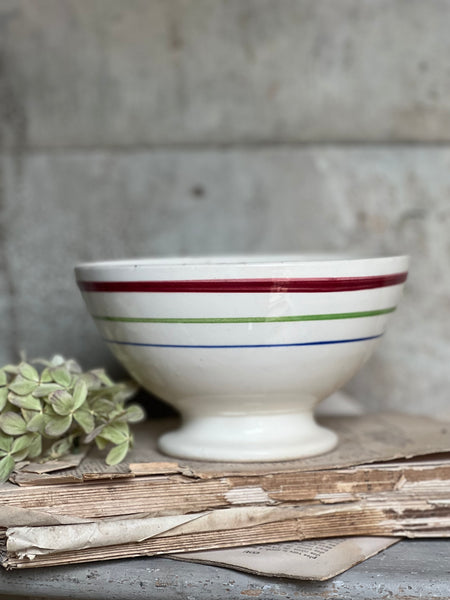 Rustic Striped French Cafe au Lait bowl