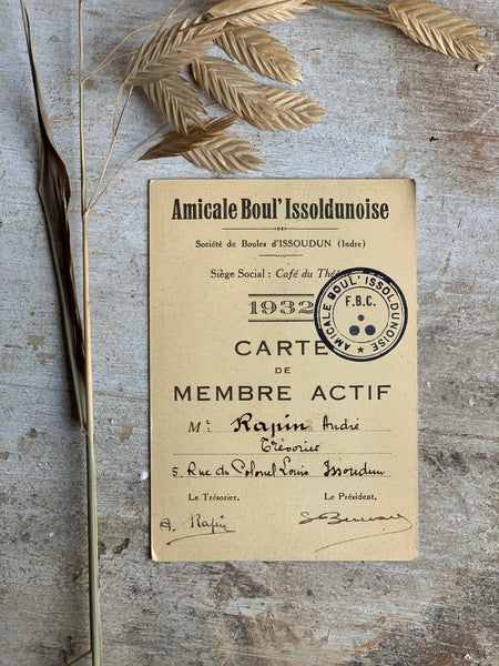 1932 Membership Card