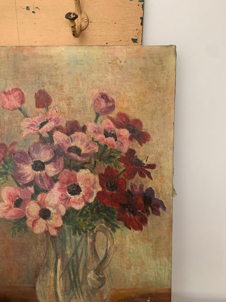 French Tall Floral Oil Painting