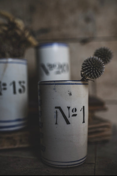 Antique Numbered Spongware Mugs