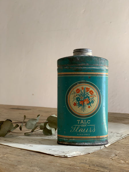 Vintage French Talc Metal Tin