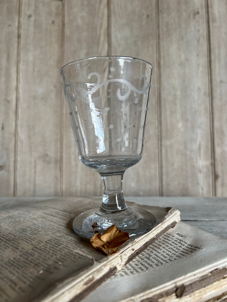 Vintage French Etched Glass Rummer