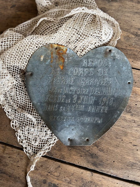French Vintage Heart Memorial Plaque
