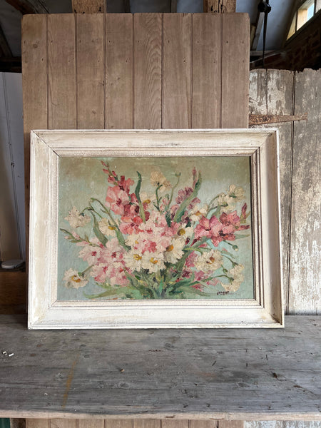 Large French Painting in a Shabby Chic Frame