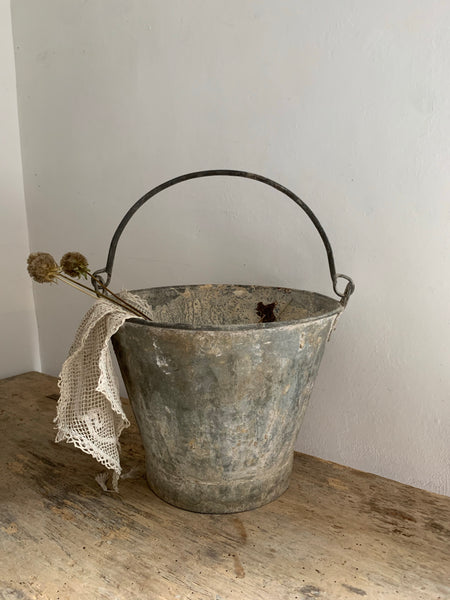 Vintage Galvanised Planter Bucket