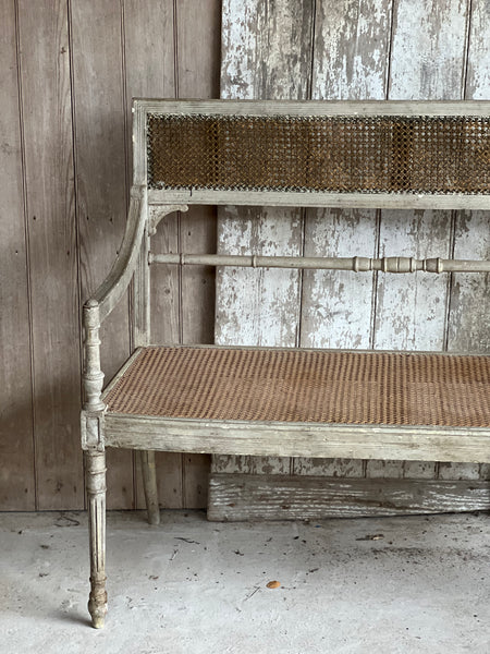 French Vintage Two Seater caned chair