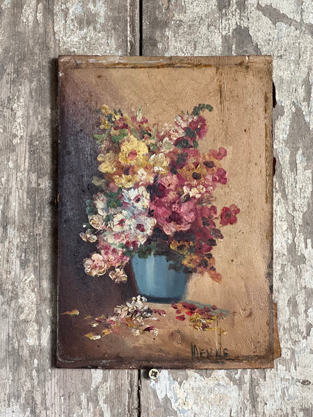 Beautiful Vintage Floral on Board