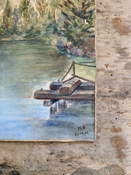 French 1922 Painting On Board