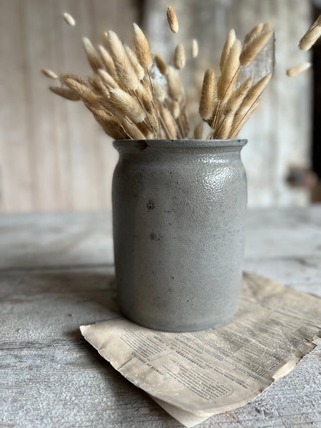 French Antique Blue Stoneware pot