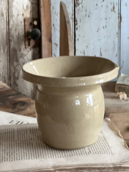 French Vintage Wide Neck Stoneware Pot