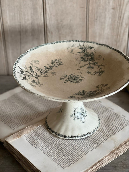 French Floral Transferware raised dish