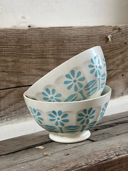 French Turquoise Blue Cafe au Lait bowls