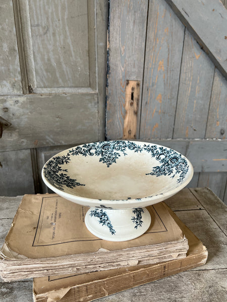 Beautiful French Floral Transferware raised dish