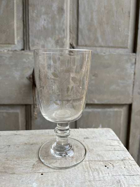 Vintage French Etched Floral Glass Rummer