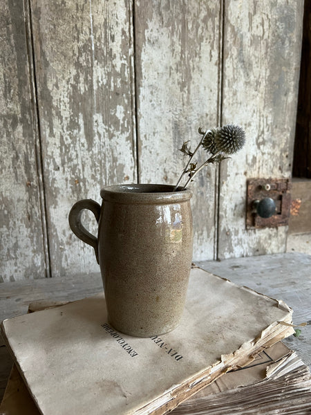 Vintage French Handled Stoneware Pot