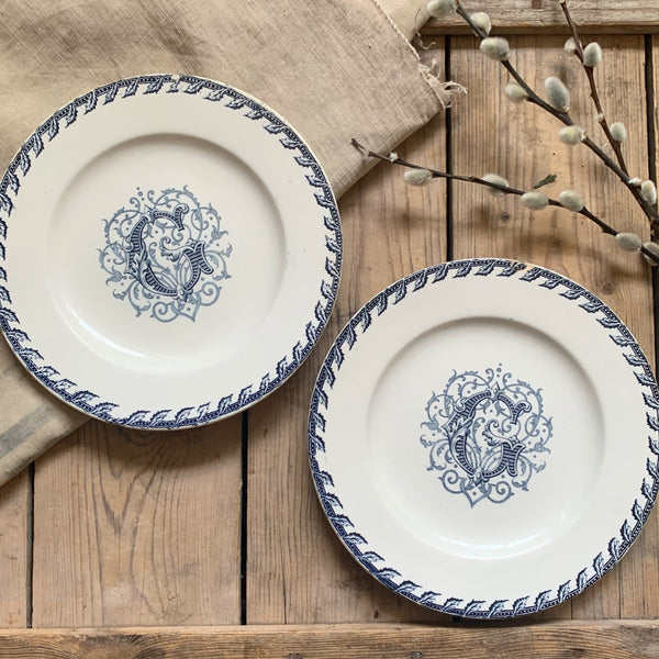 Vintage Monogramed French Plates