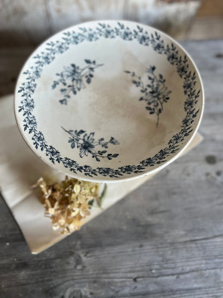 French Floral Transferware raised dish