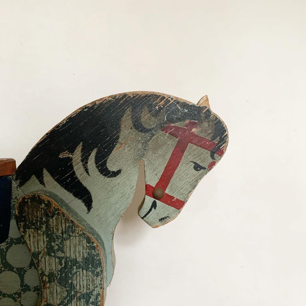 Cheval à bascule en pin massif des années 1970, jouet pour enfant Cheval à bascule en pin massif des années 1970, jouet pour enfant
