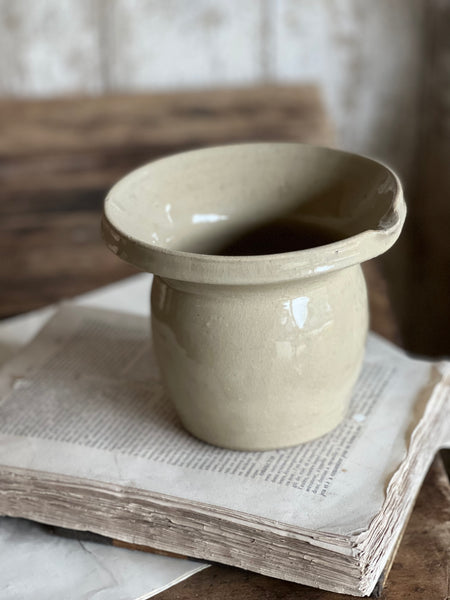 French Vintage Wide Neck Stoneware Pot