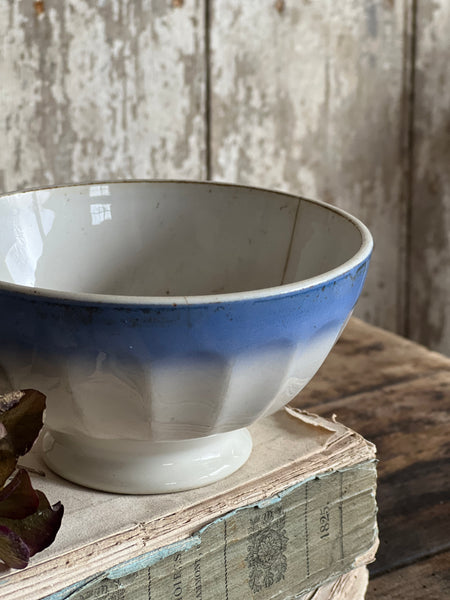 Gorgeous Blue Rim Vintage French Cafe Au Lait Bowl