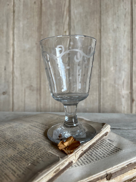 Vintage French Etched Glass Rummer
