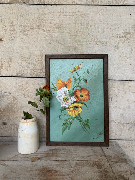 French Framed Vintage Floral Painting