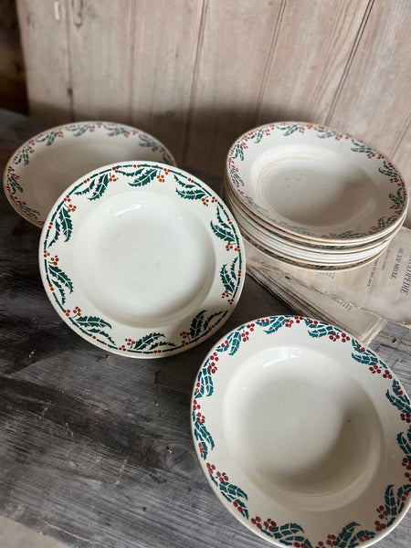 Vintage French Christmas Stencil Bowls