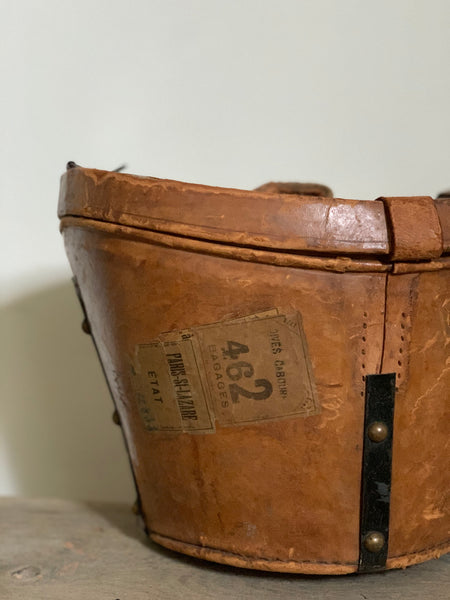 Beautiful Leather Top Hat Box and Top Hat