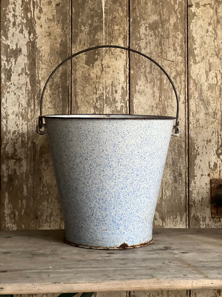 Vintage Speckled Blue Bucket