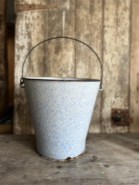 Vintage Speckled Blue Bucket