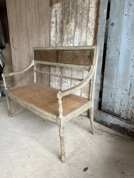 French Vintage Two Seater caned chair