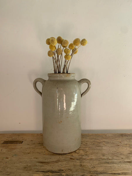 French Vintage Tall Handled Stoneware Pot