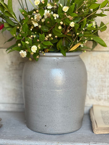 French Antique Blue Stoneware pot