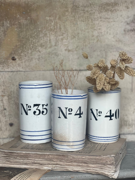 Antique Numbered Spongware Mugs
