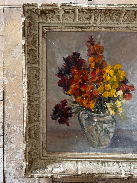 Framed Floral Oil Painting