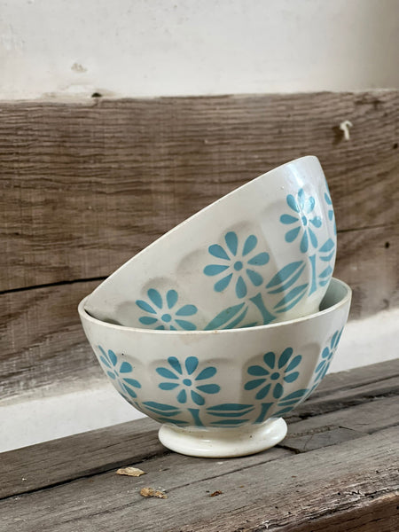 French Turquoise Blue Cafe au Lait bowls