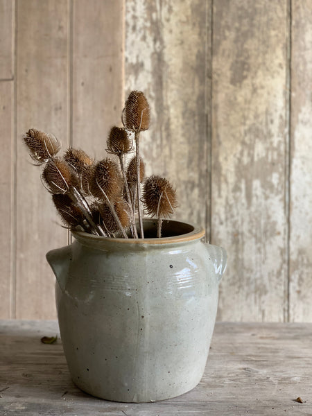 Large French Blue Tint Confit Jar