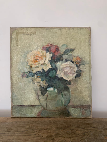 French Rose Painting On Canvas