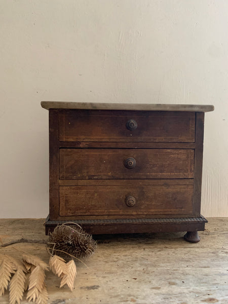 Vintage Mini Apprentice Drawers with Marble Top