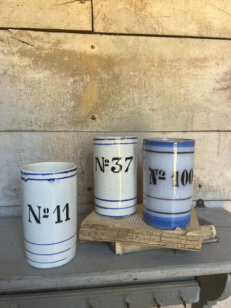 Antique Numbered Spongware Mugs